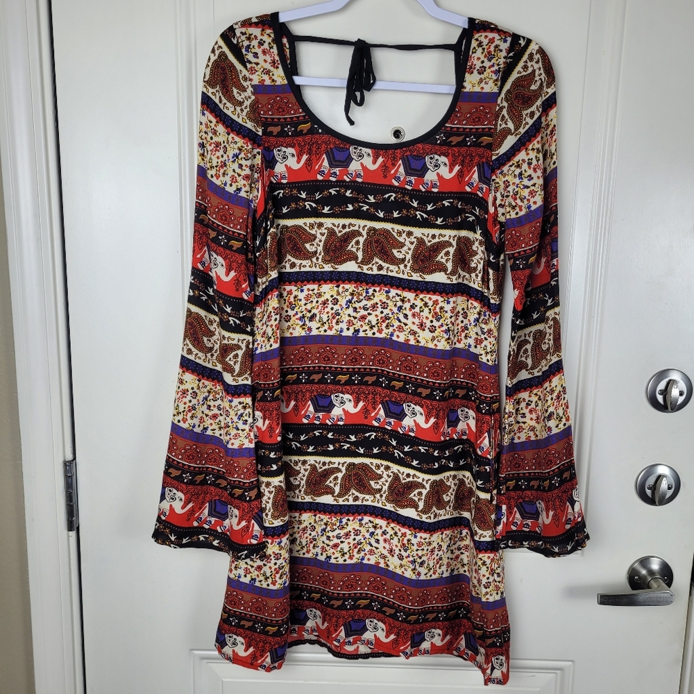 Abercrombie & Fitch Women's Dress Bell Sleeve Paisley Floral India Size S Small